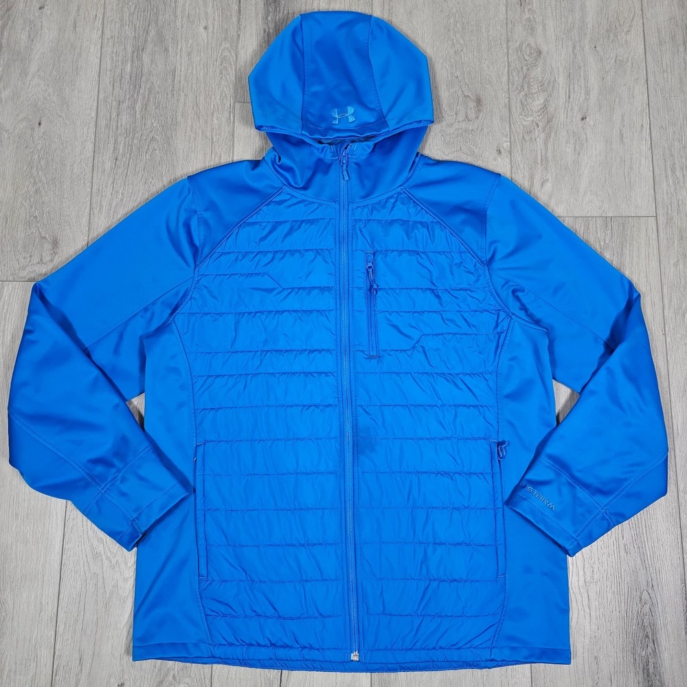 Under Armour ColdGear Infrared Storm Jacket Men Extra Large Blue Hoodie Full Zip